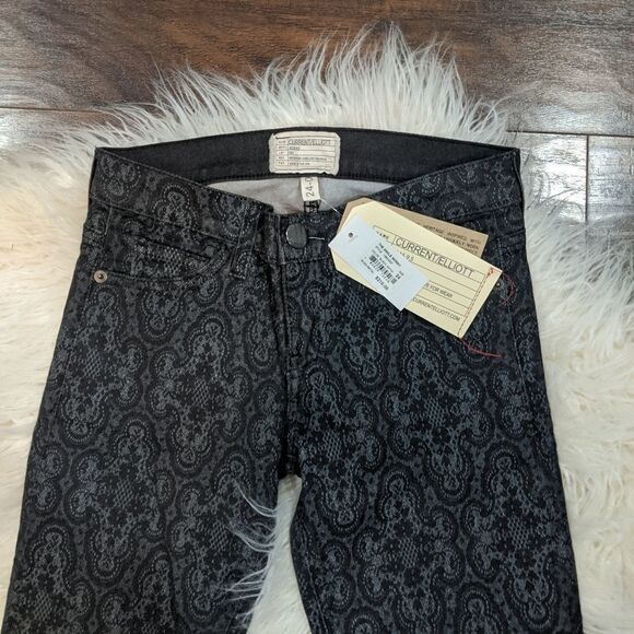 NWT Current Elliott The ankle skinny black antique jeans - Picture 7 of 11